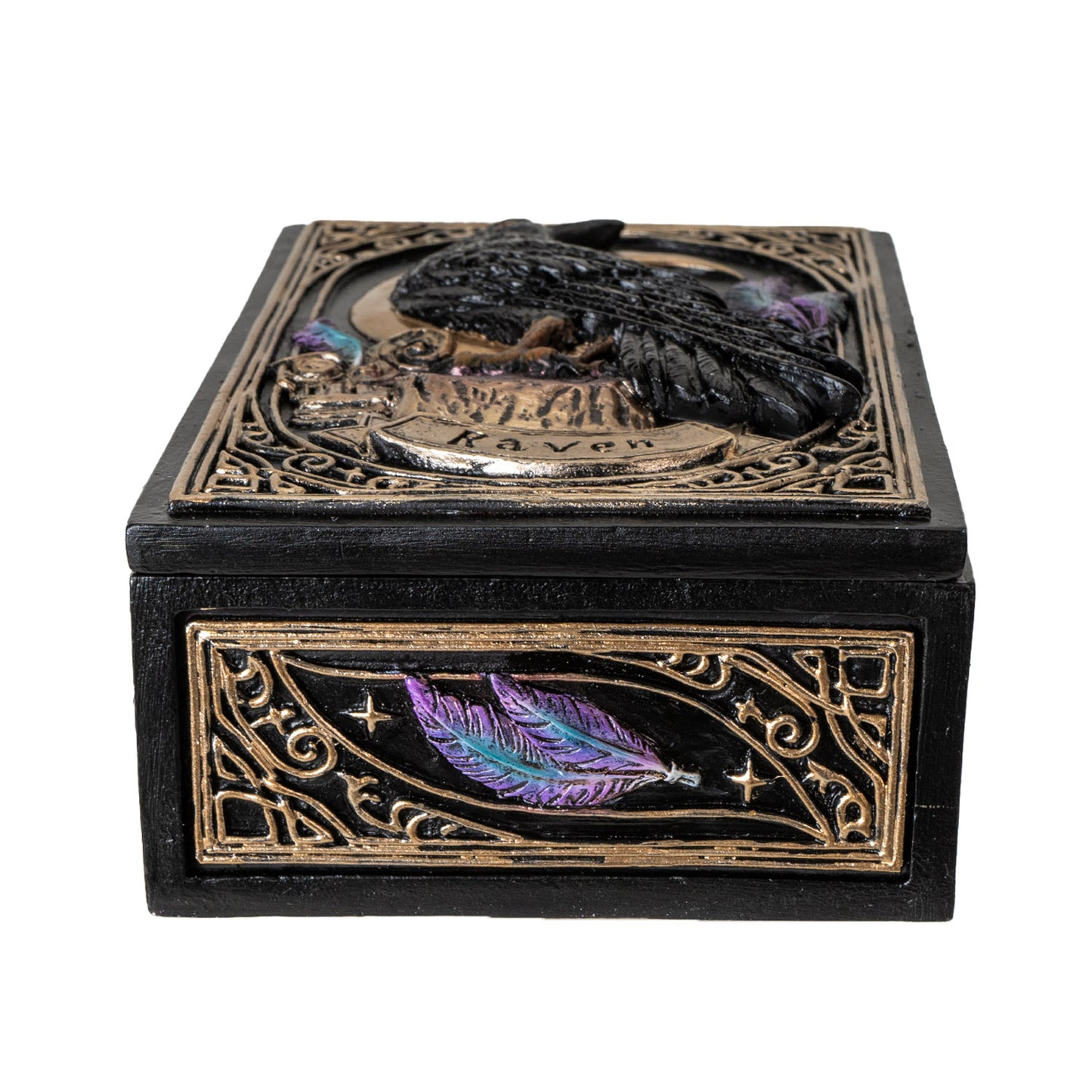 Raven Tarot Box with Moon and Feather Design