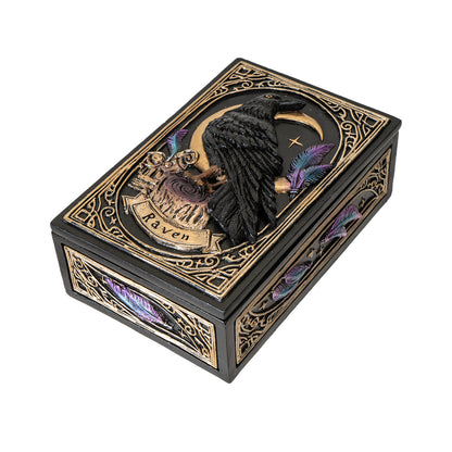 Raven Tarot Box with Moon and Feather Design