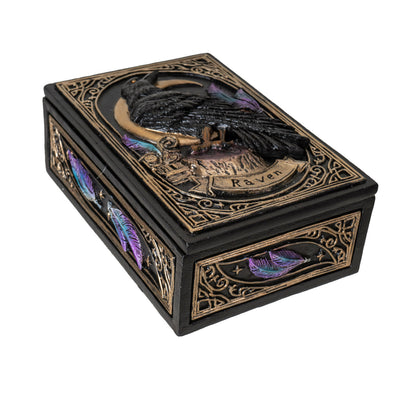 Raven Tarot Box with Moon and Feather Design