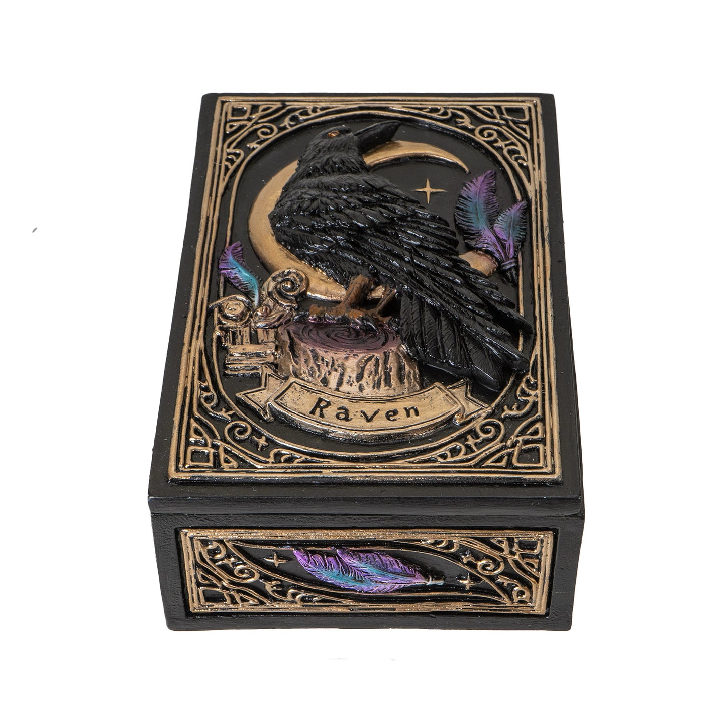 Raven Tarot Box with Moon and Feather Design