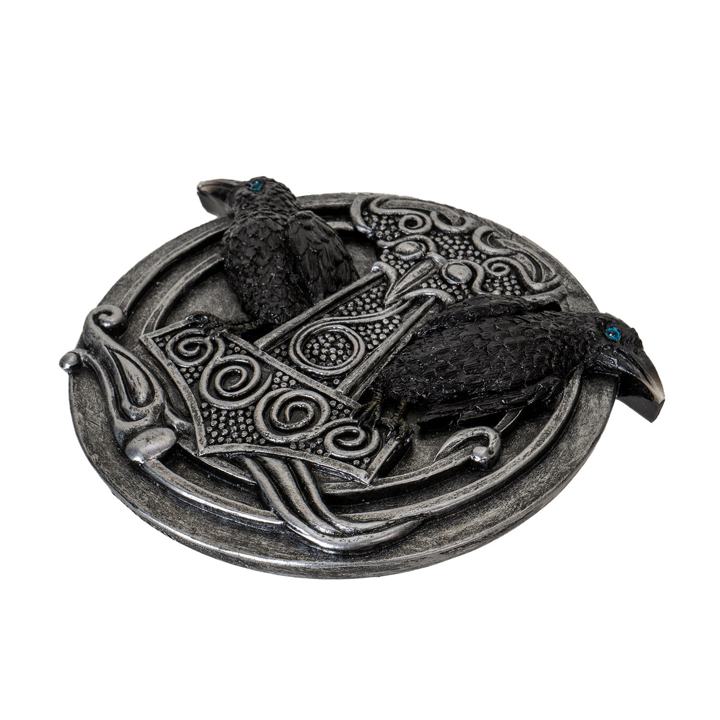 Thor?s Hammer Incense Burner with Dual Raven Design Perfect for Viking Home and Halloween Decor or Relxation 5.31" Long