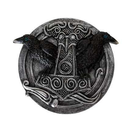 Thor?s Hammer Incense Burner with Dual Raven Design Perfect for Viking Home and Halloween Decor or Relxation 5.31" Long