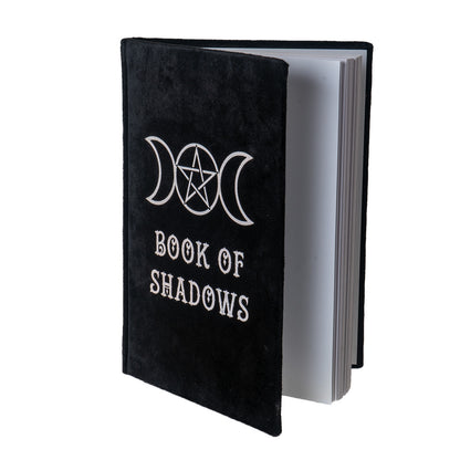 Book of Shadows Velvet Journal by Something Different UK A5 Sized Blank Hardcover Notebook with Triple Moon Design for Journaling Creative Writing Witchy Gifts