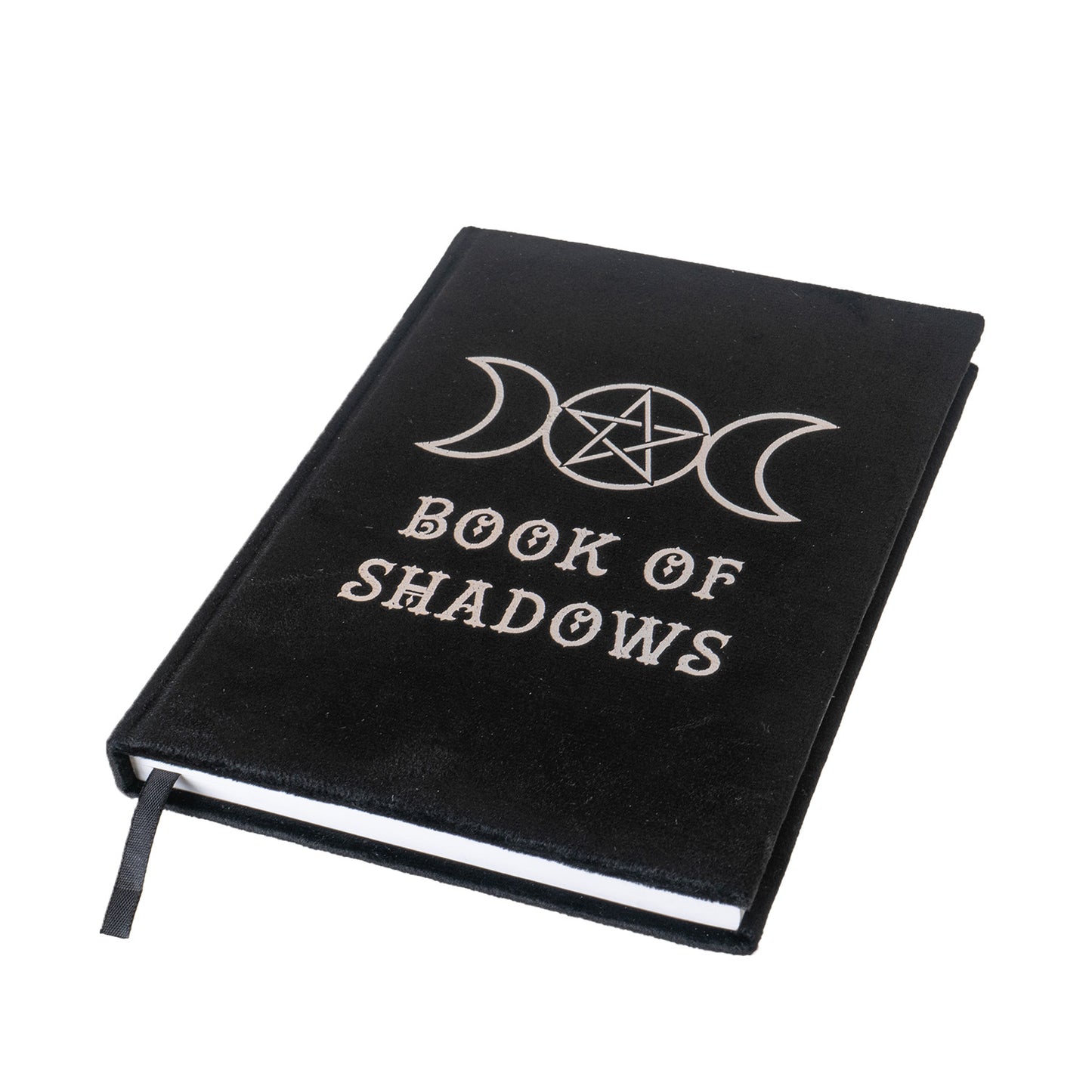 Book of Shadows Velvet Journal by Something Different UK A5 Sized Blank Hardcover Notebook with Triple Moon Design for Journaling Creative Writing Witchy Gifts