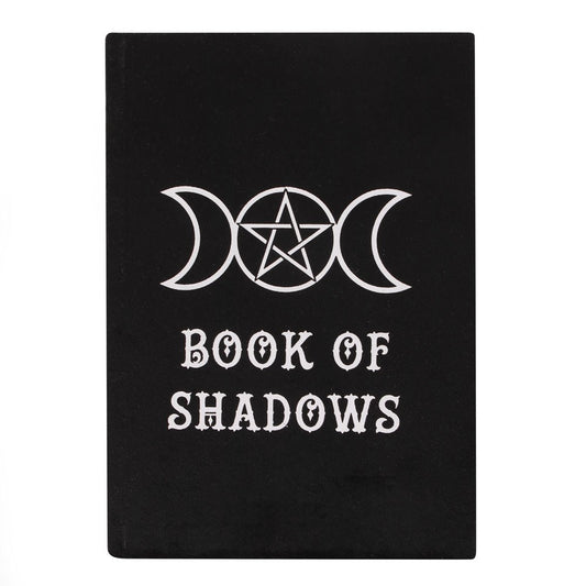 Book of Shadows Velvet Journal by Something Different UK A5 Sized Blank Hardcover Notebook with Triple Moon Design for Journaling Creative Writing Witchy Gifts