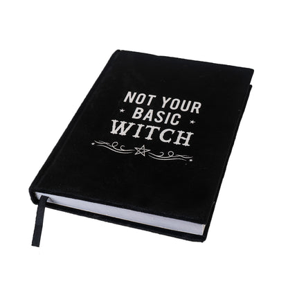 Not Your Basic Witch Velvet Journal by Something Different UK A5 Sized Blank Hardcover Notebook for Journaling Creative Writing Witchy Gifts