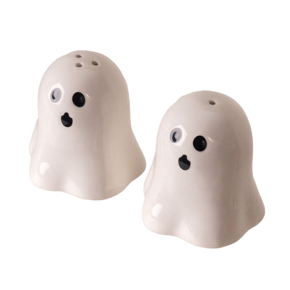 Spooky Ghost Salt and Pepper Shakers Cute Magnetic Ceramic Halloween Kitchen Salt and Pepper Shakers Set