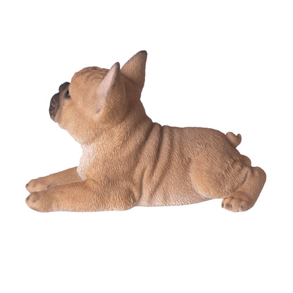 Playful French 8" Long Bulldog Firguine Realistic Tan Frenchie Dog Unique Collectible Decor Gift for Pet Lovers and Home Decor