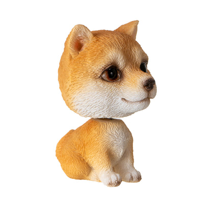 Shiba Inu 2.17" Tall Bobble Head Figurine Adorable Dog with Wobbling Head for Desk or Car Decor