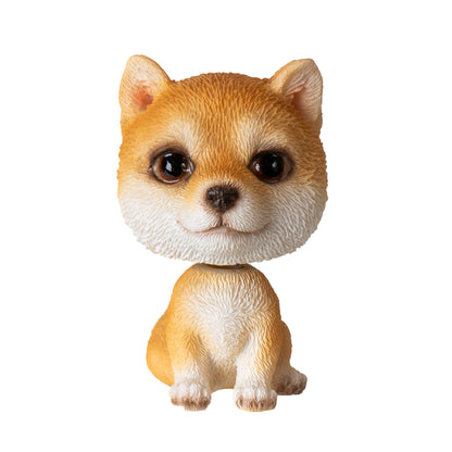 Shiba Inu 2.17" Tall Bobble Head Figurine Adorable Dog with Wobbling Head for Desk or Car Decor