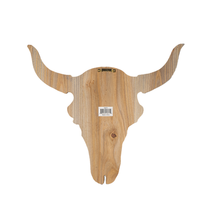 Western Cow Bison Skull Wall Plaque, MDF Board, Bull Horn Cutout, 15 inch Wide, Wall Art, Man Cave Decor