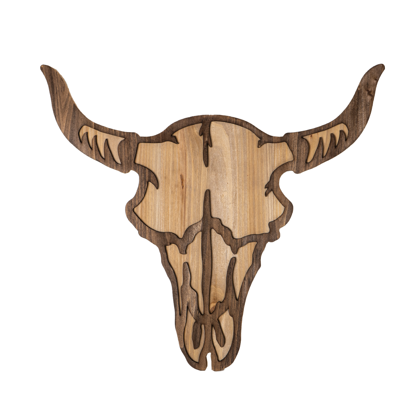 Western Cow Bison Skull Wall Plaque, MDF Board, Bull Horn Cutout, 15 inch Wide, Wall Art, Man Cave Decor