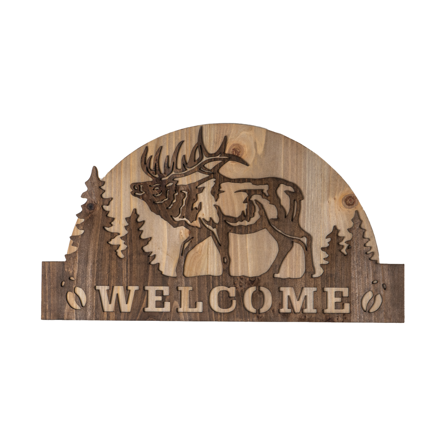 Elk Welcome Sign Outdoor Forest Hunting Decorative Wall Sign Cabin Decor 16.85 Inches Wide Man Cave Wall Art