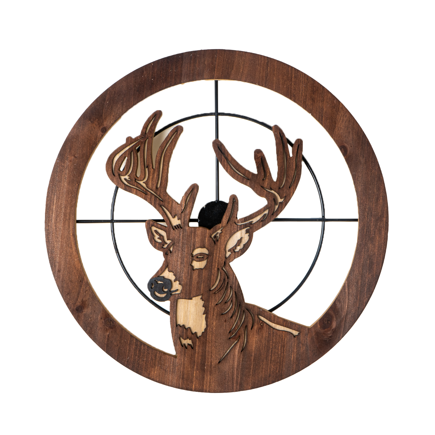 Hunting Target Bullseye White Tail Deer Hunting Wall Plaque MDF Board Man Cave Outdoor Enthusiast Wall Art 15 Inch Wide