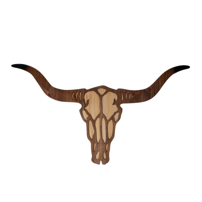 Texas Longhorn Cow Skull Wall Plaque MDF Board Bull Horn Cutout 30 inch Length Wall Art Man Cave Decor