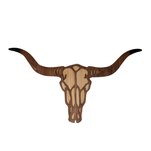 Texas Longhorn Cow Skull Wall Plaque MDF Board Bull Horn Cutout 30 inch Length Wall Art Man Cave Decor