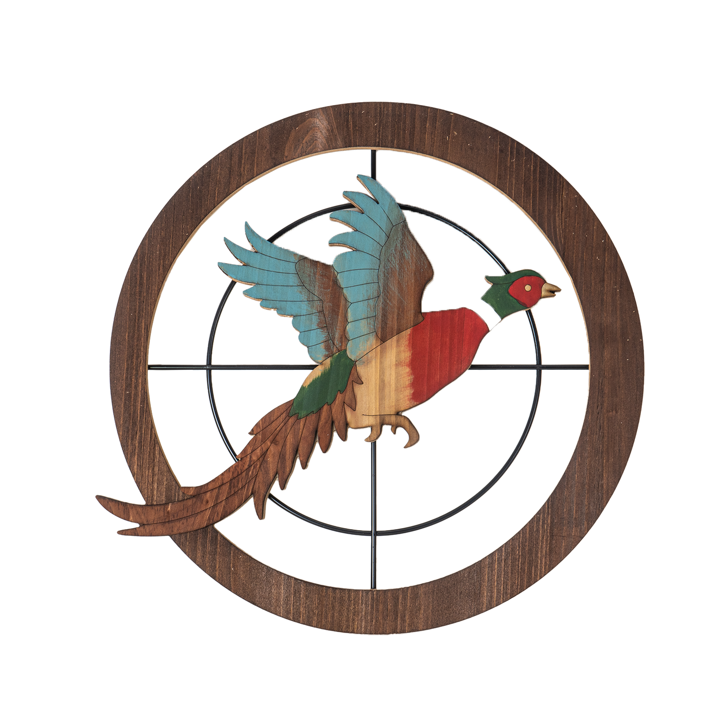 Pheasant Hunting Target Bullseye Wall Plaque MDF Board Man Cave Outdoor Enthusiast Wall Art 15 Inch Wide