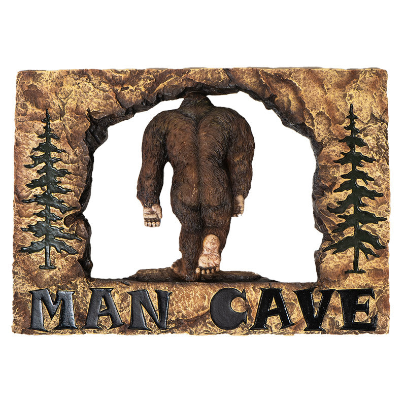 Big Foot Sasquatch Back Facing Figure Wall Plaque Sculptural Art Man Cave Cabin Decor 11.75 Inches Wide