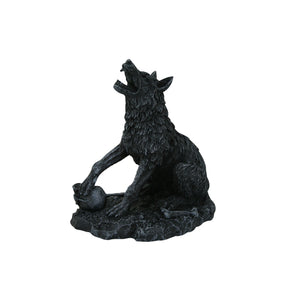 PTC 4 Inch Howling Werewolf Sitting with Bone Resin Statue Figurine