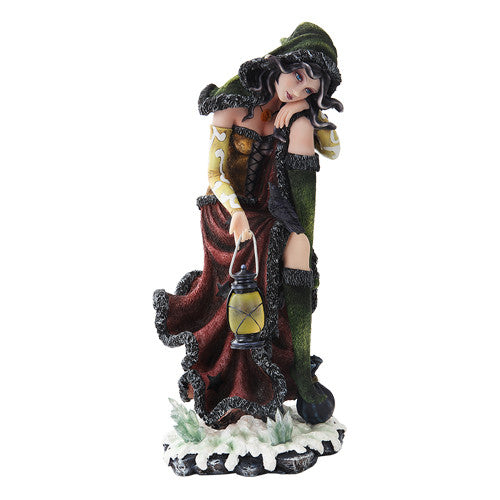 PTC 15.25 Inch Sun and Moon Sitting Witch with Lantern Statue Figurine