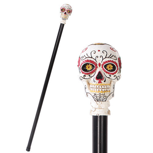 Day Of The Dead Skull Walking Cane Made of Polyresin Not Medically Approved To Support Weight