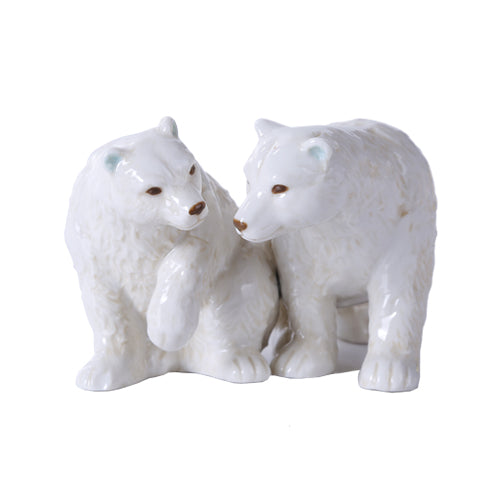 White Polar Bear Cubs Magnetic Salt Pepper Shaker Set Artic Ice