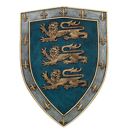 Pacific Giftware Medieval Times Three Lions Royal Coat of Arms Shield Wall Sculpture Decor