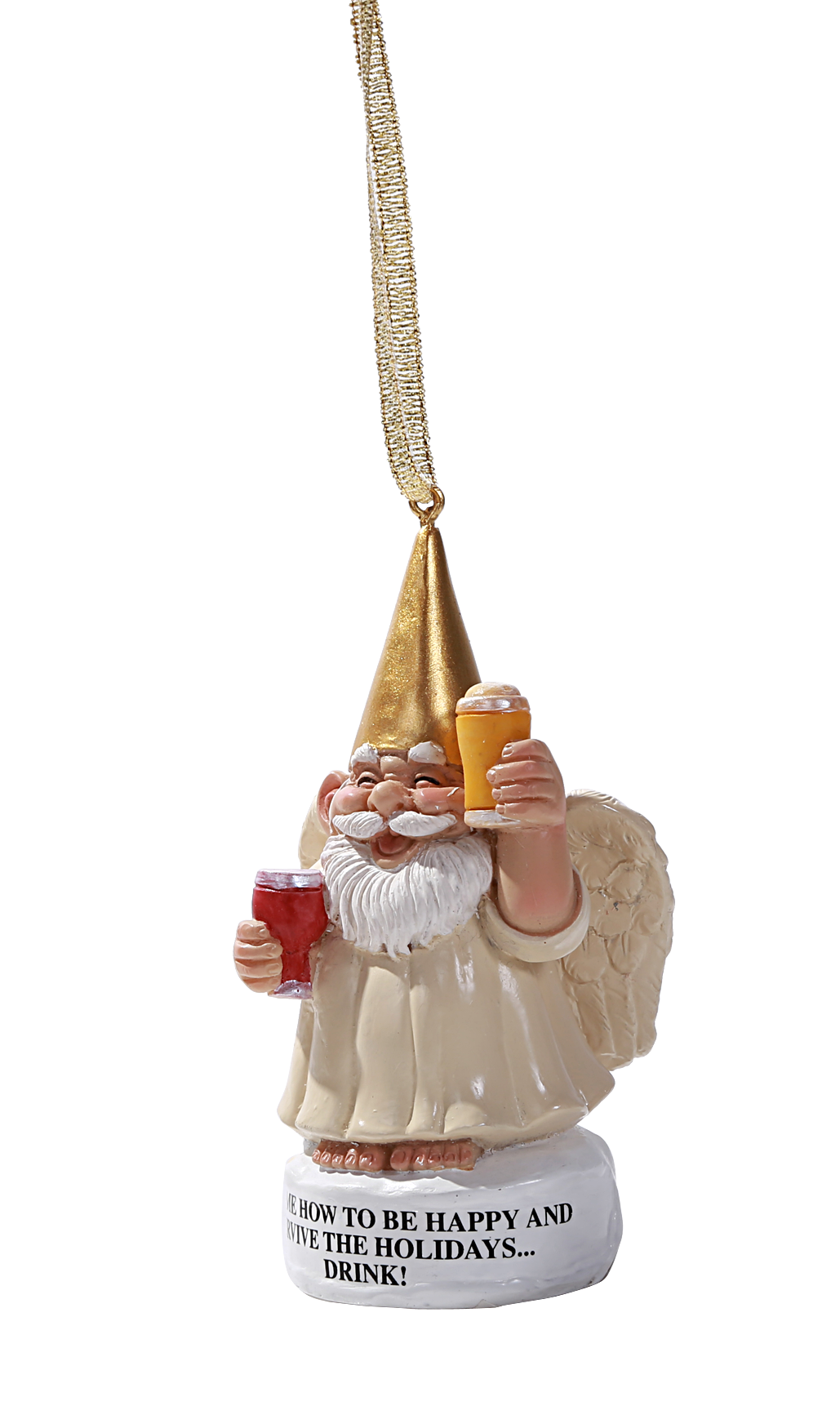 Angel Gnome Hanging Ornament Holiday Christmas Home Decor Happy Wine Beer