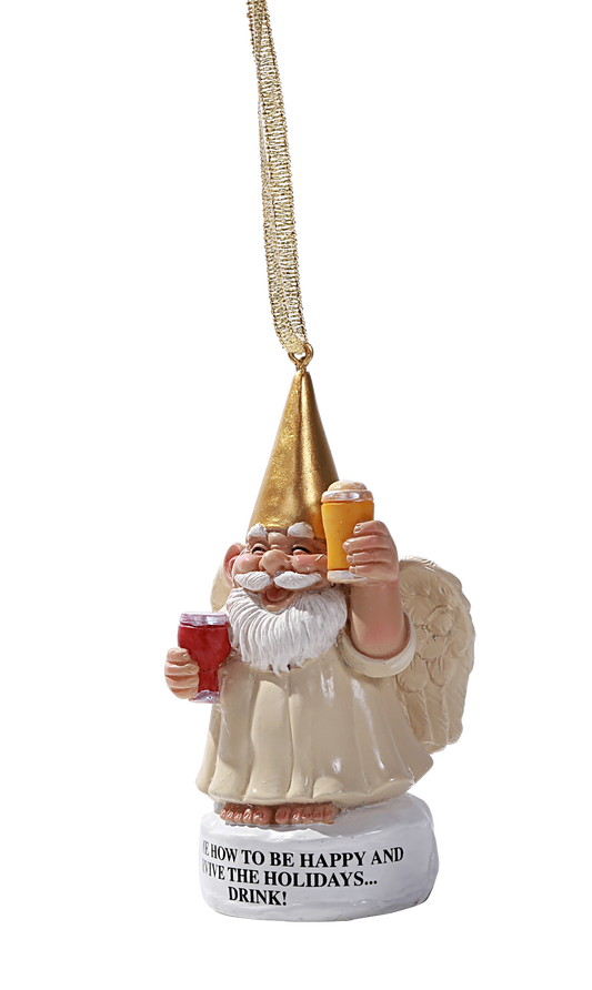 Angel Gnome Hanging Ornament Holiday Christmas Home Decor Happy Wine Beer