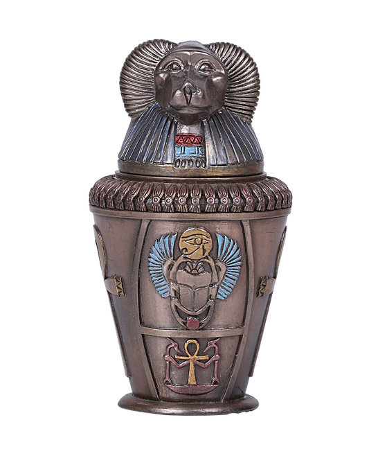 Ancient Egyptian Canopic Jar Hapy Baboon God Of Protection Keepsake Lung