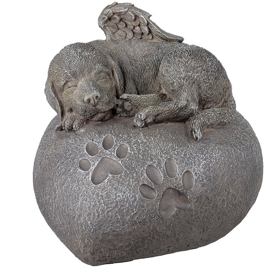 Dog Memorial Cremation Urn Foot Print Heart Rock Bottom Load