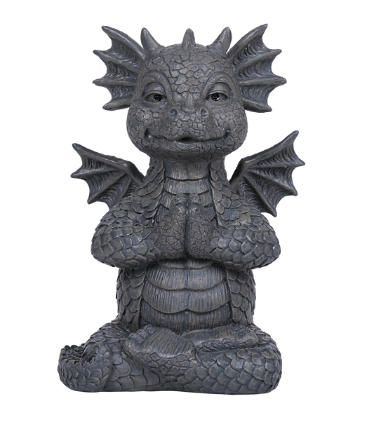 Small Meditating Yoga Dragon Garden Display Stone Finish Meditation Praying