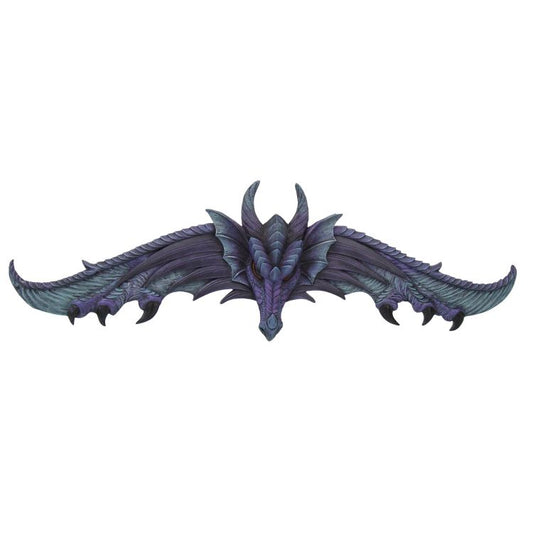 Fantasy Open Wing Midnight Blue Dragon Wall Plaque Home Decor Figurine