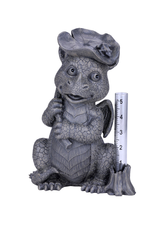 Pacific Giftware Garden Dragon Rain Gauge Garden Display Decorative Accent Sculpture Stone Finish