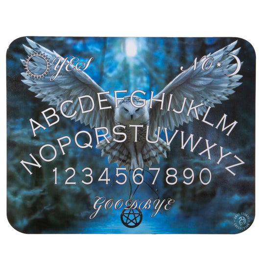 Anne Stokes Awake your Magic Fantasy Spirit Board featuring an Owl Swooping Down at Night with a Pentagram Medallion