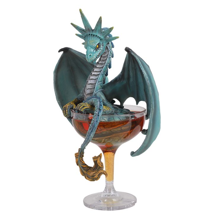 Pacific Giftware Liquor Manhattan Liberty Winged Dragon in Cup Resin Figurine By Stanley Morrison