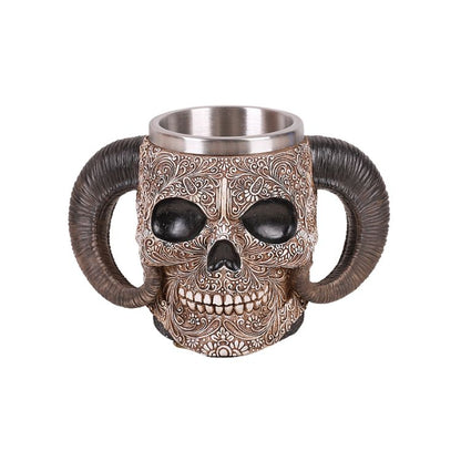 Pacific Giftware Engraved Ram Horned Demon Skull Resin Home Decor Mug