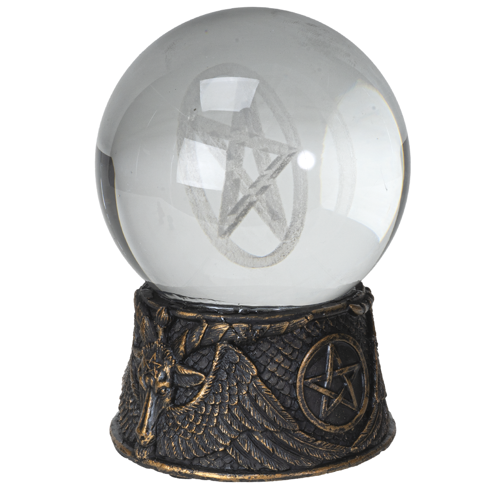 Pacific Giftware Lighted LED Sphere Ball with Gothic Baphomet Resin Base Home Decor