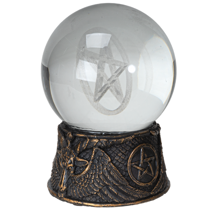 Pacific Giftware Lighted LED Sphere Ball with Gothic Baphomet Resin Base Home Decor