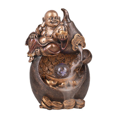 Pacific Giftware Happy Fortune Buddha Backflow LED Incense Burner