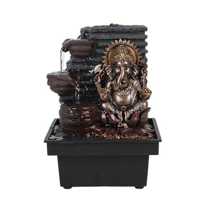 Elephant-headed Hindu god Ganesha Flowing Water Fountain Resin Home Decor