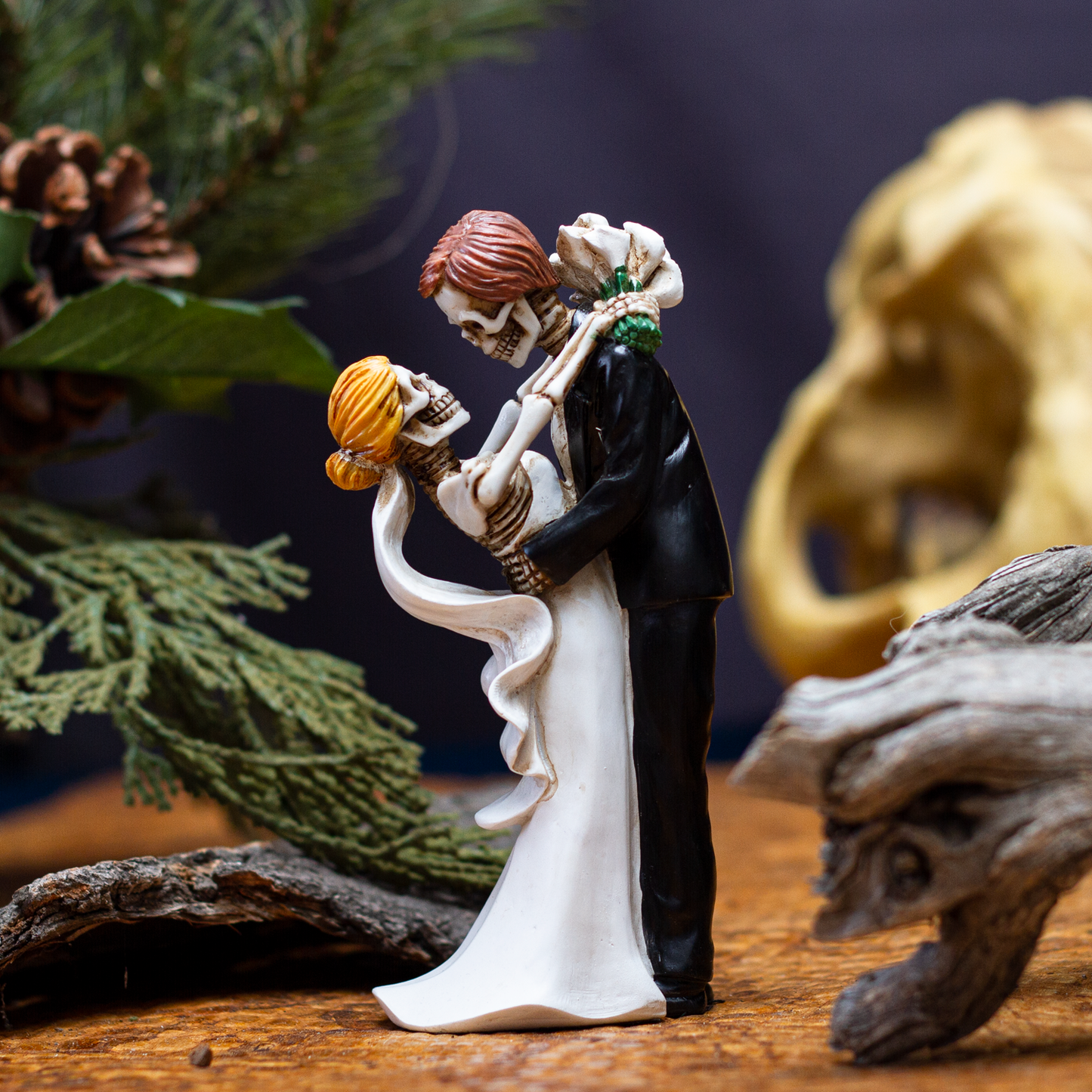 Love Never Dies Bride & Groom Lovingly Embrace Wedding Couple Resin Figurine