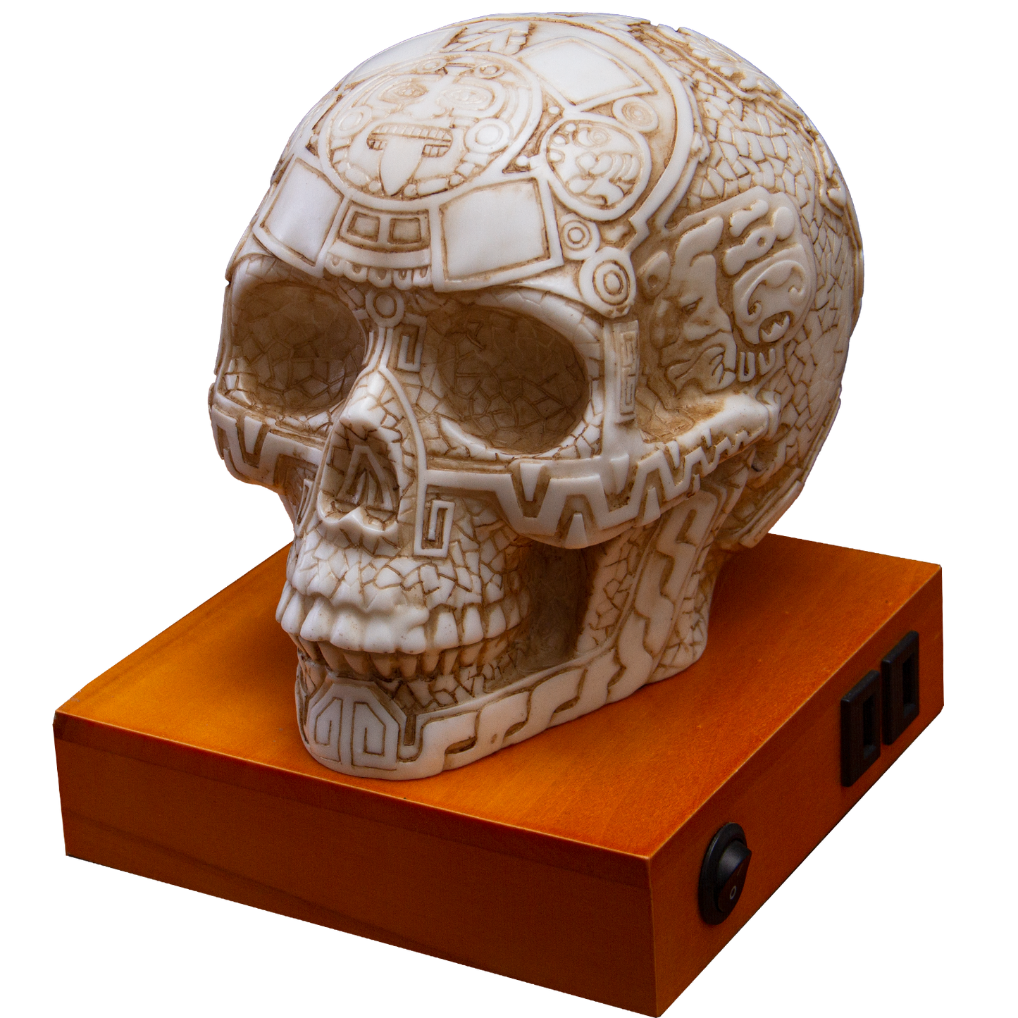 Aztec Skull Home Decor LED Lamp with Two USB Charging Ports, White