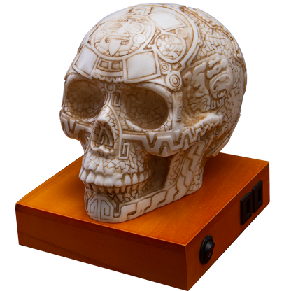 Aztec Skull Home Decor LED Lamp with Two USB Charging Ports, White