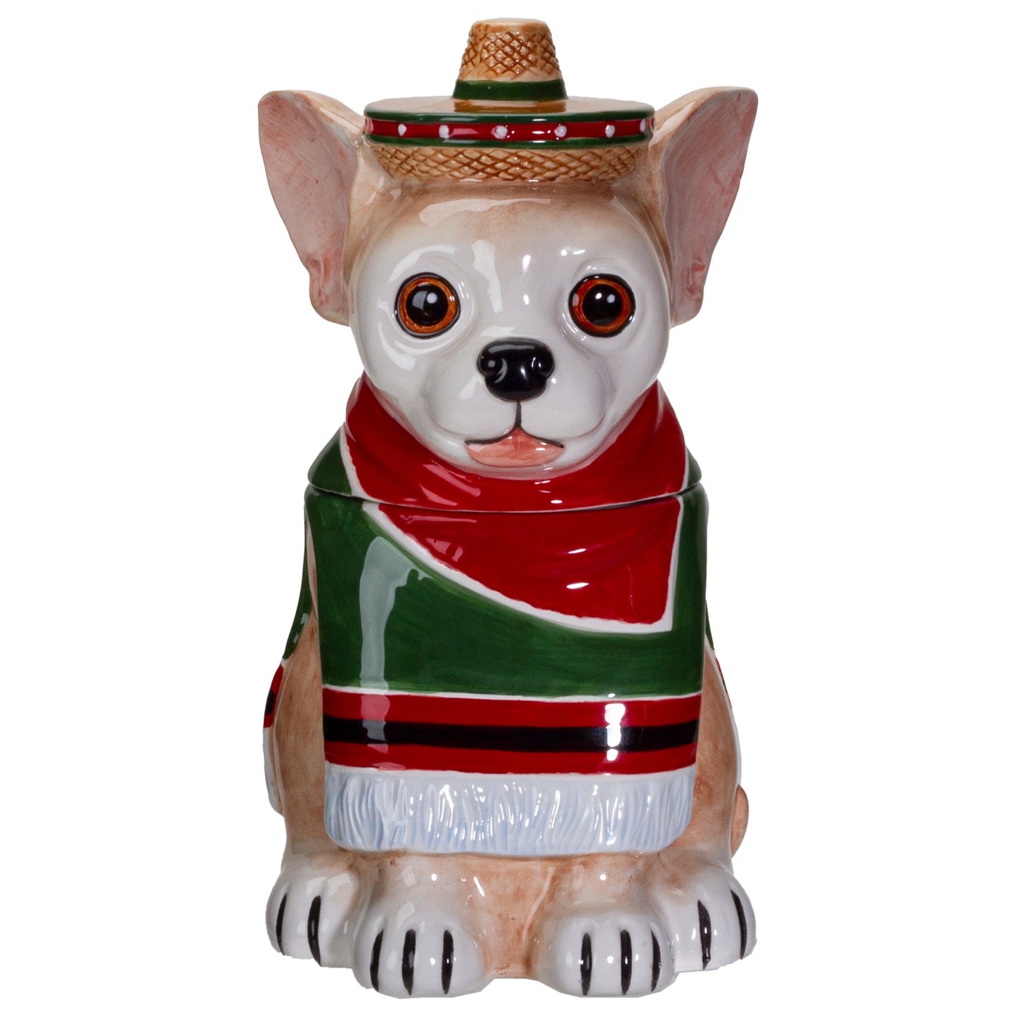 Festival Loving Chihuahua Wearing a Traditional Mexican Poncho Ceramic Cookie Jar