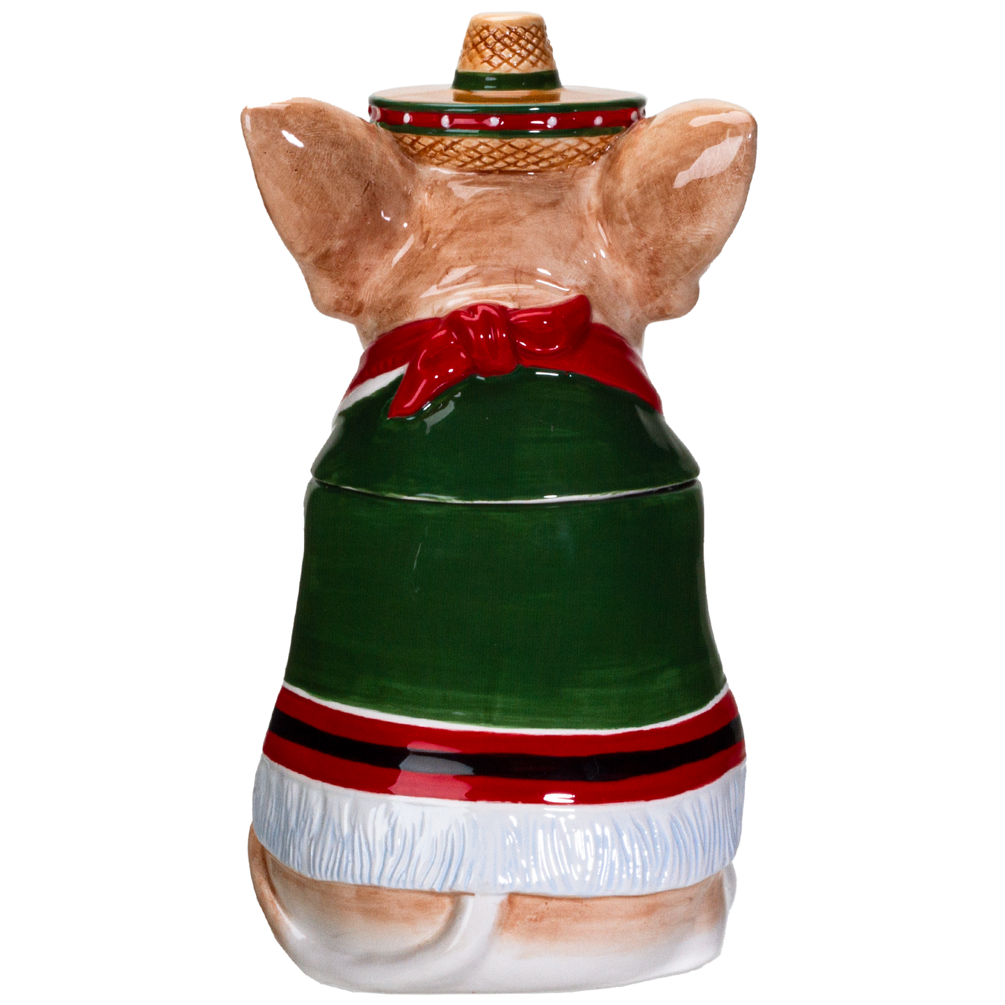 Festival Loving Chihuahua Wearing a Traditional Mexican Poncho Ceramic Cookie Jar