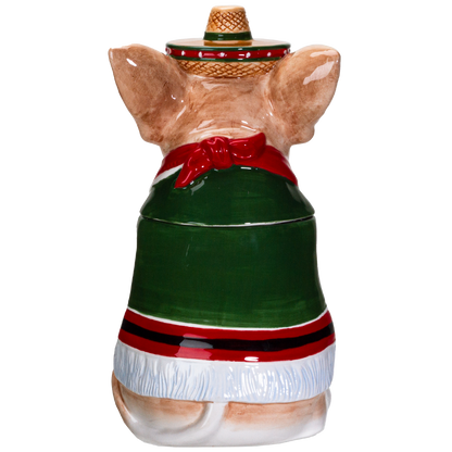 Festival Loving Chihuahua Wearing a Traditional Mexican Poncho Ceramic Cookie Jar