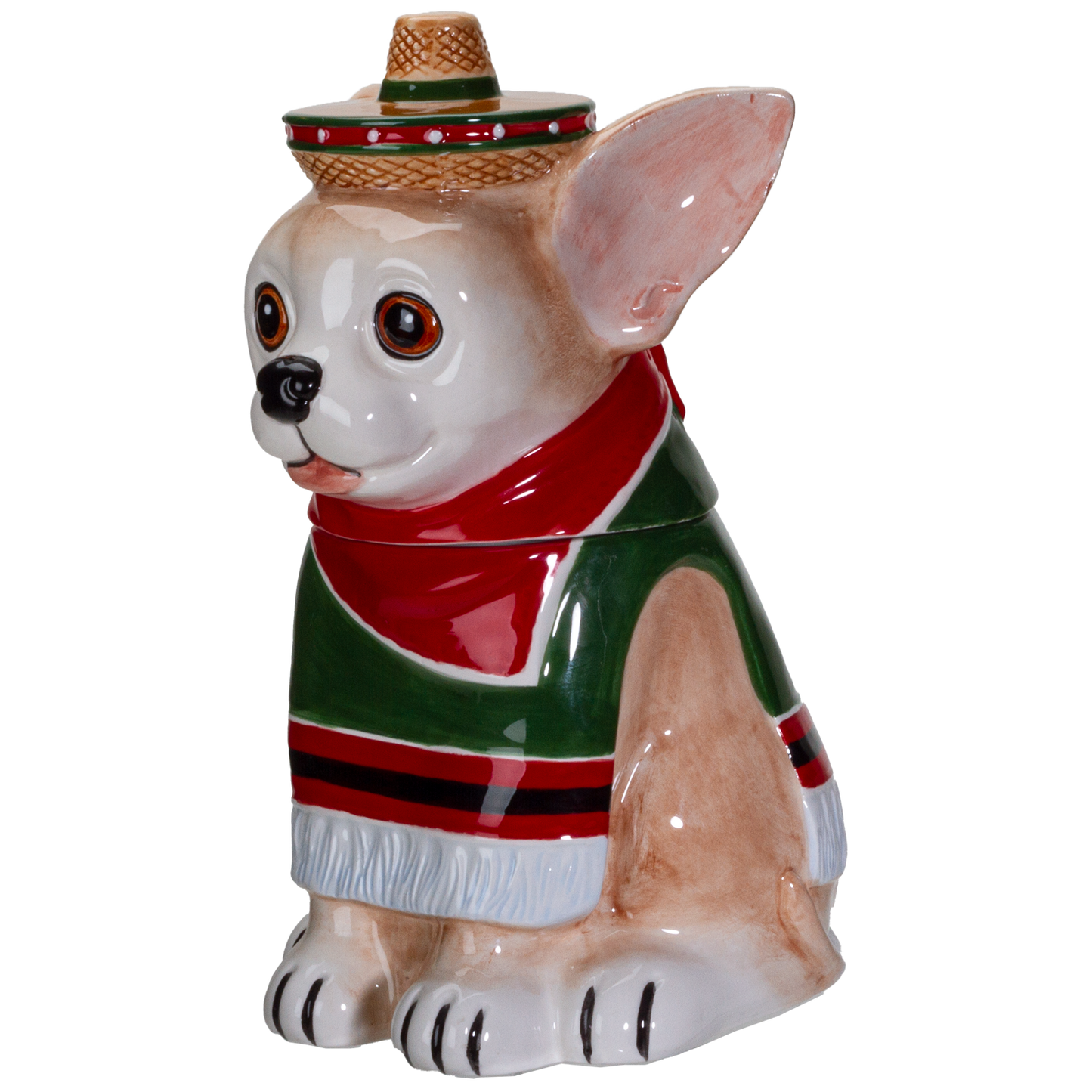 Festival Loving Chihuahua Wearing a Traditional Mexican Poncho Ceramic Cookie Jar