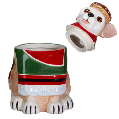 Festival Loving Chihuahua Wearing a Traditional Mexican Poncho Ceramic Cookie Jar