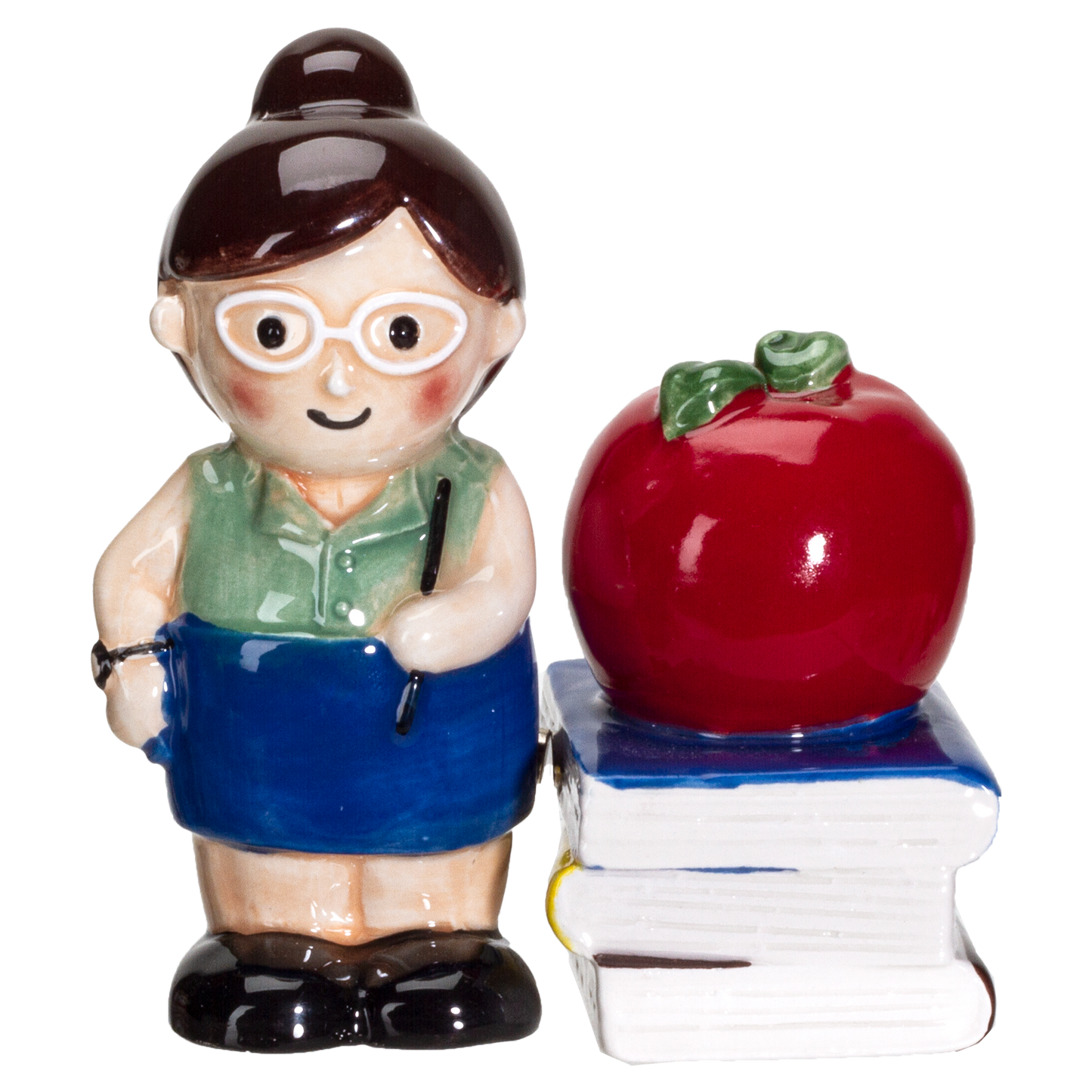 Apple Teacher Apple Book Ceramic Salt and Pepper Shakers Set